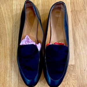 J Crew black loafers with felt top size 11